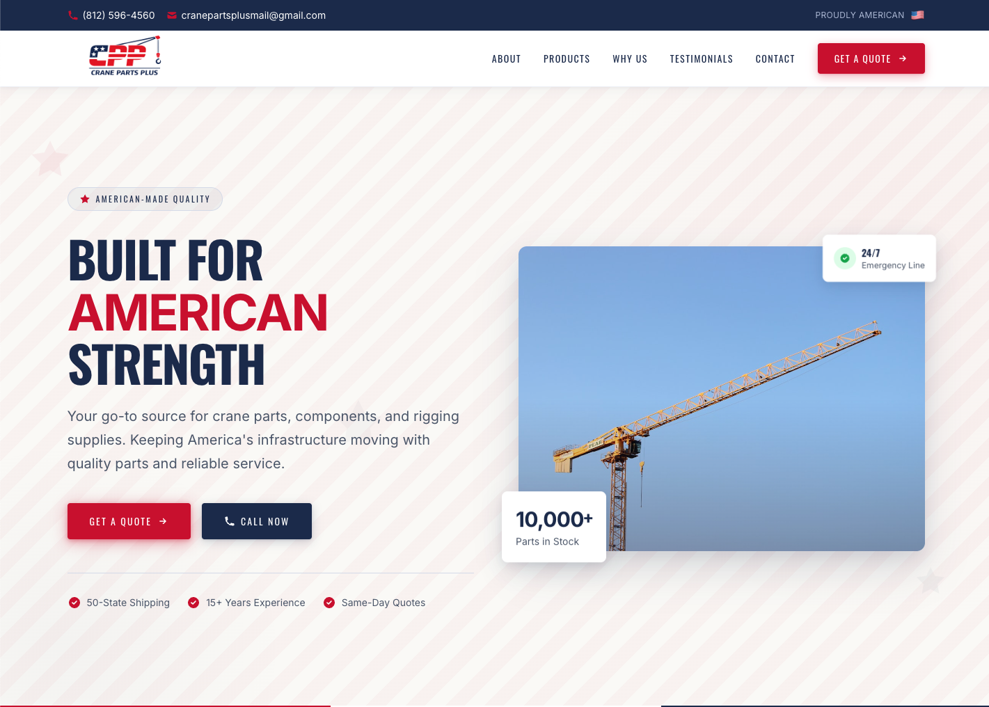 Crane Parts Plus website